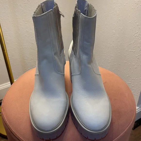 FREE PEOPLE James Chelsea Platform Boots clear transparent chunky heels Sz 9.5