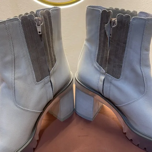 FREE PEOPLE James Chelsea Platform Boots clear transparent chunky heels Sz 9.5