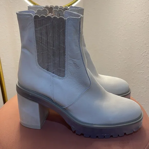FREE PEOPLE James Chelsea Platform Boots clear transparent chunky heels Sz 9.5