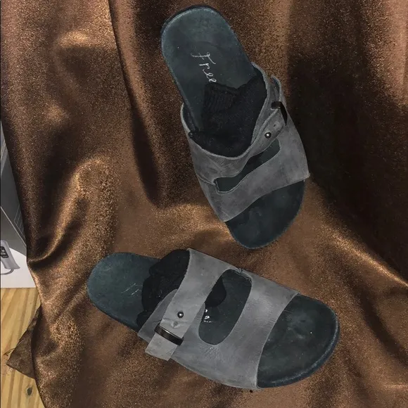 Free People leather flat slide sandals