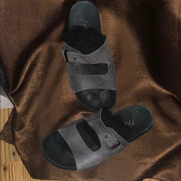 Free People leather flat slide sandals