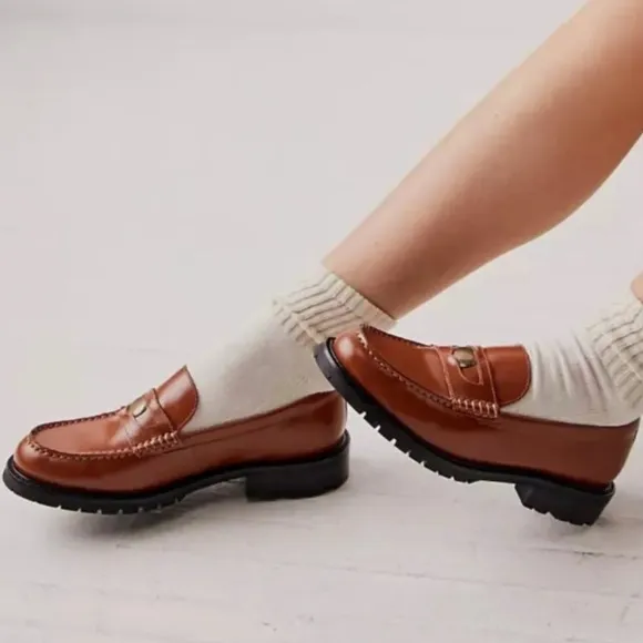 Free People Liv Leather Loafers NWOB Size 38.5