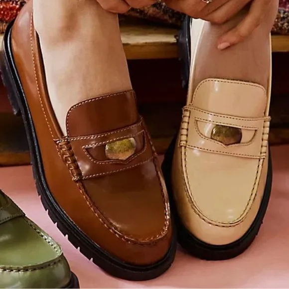 Free People Liv Leather Loafers NWOB Size 38.5