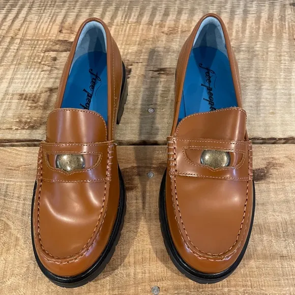 Free People Liv Leather Loafers NWOB Size 38.5