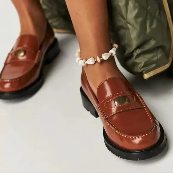 Free People Liv Leather Loafers NWOB Size 38.5