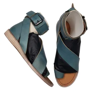 Free People | NIB Vale Marine Blue Leather Strap Bohemian Boot Sandals Women's 6
