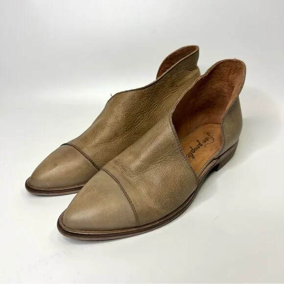 Free People Royale D’Orsay Pointed Toe Leather Flats 36/6 Taupe