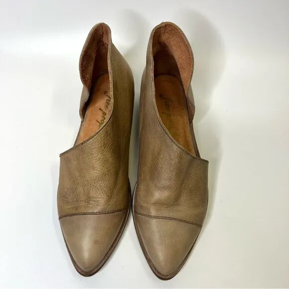 Free People Royale D’Orsay Pointed Toe Leather Flats 36/6 Taupe