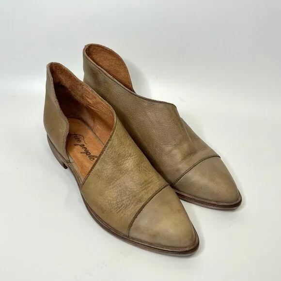 Free People Royale D’Orsay Pointed Toe Leather Flats 36/6 Taupe