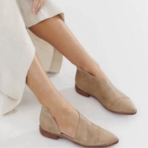 Free People Royale D’Orsay Pointed Toe Leather Flats 36/6 Taupe