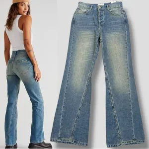 Free People Western Bohemian Serafin Boot Cut Jeans Light Vintage Wash Size 27