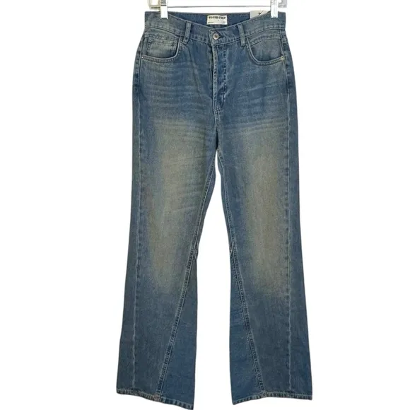 Free People Western Bohemian Serafin Boot Cut Jeans Light Vintage Wash Size 27