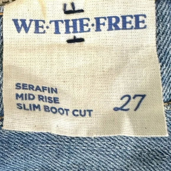 Free People Western Bohemian Serafin Boot Cut Jeans Light Vintage Wash Size 27