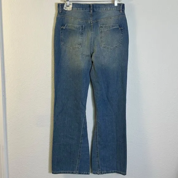 Free People Western Bohemian Serafin Boot Cut Jeans Light Vintage Wash Size 29