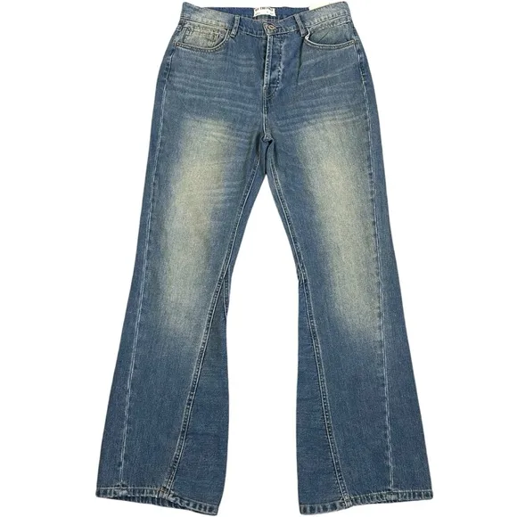 Free People Western Bohemian Serafin Boot Cut Jeans Light Vintage Wash Size 29
