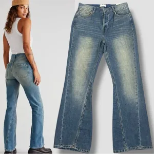 Free People Western Bohemian Serafin Boot Cut Jeans Light Vintage Wash Size 29