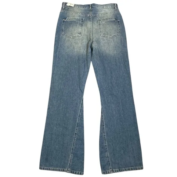 Free People Western Bohemian Serafin Boot Cut Jeans Light Vintage Wash Size 29