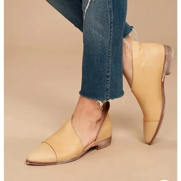 Free People Womens Royale Pointed Cut Out Slip On D'Orsay Flats Sz 37/US 6.5