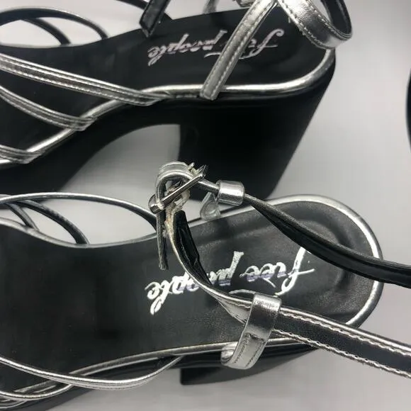 Free People Zoe Strappy Platform Heel Sandals Silver Size EU 41/US 11