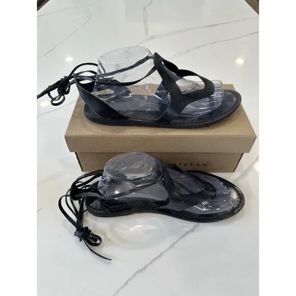 Freebird by Steven Hippy Women's Black Lace Up Flat Sandals Size 11