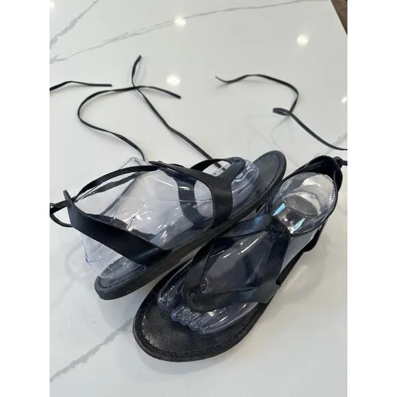 Freebird by Steven Hippy Women's Black Lace Up Flat Sandals Size 11