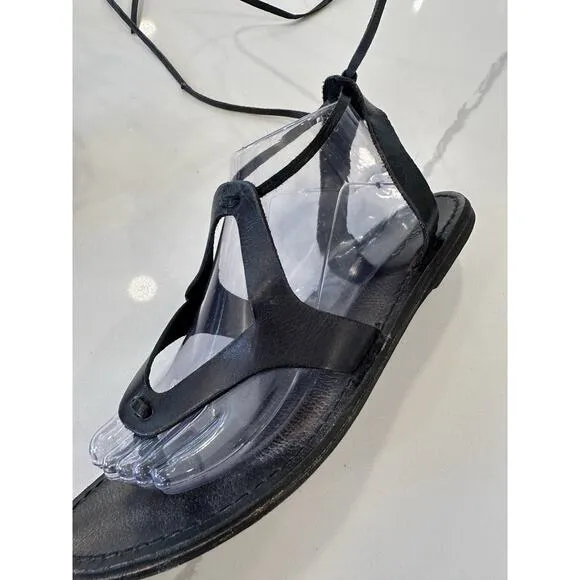 Freebird by Steven Hippy Women's Black Lace Up Flat Sandals Size 11
