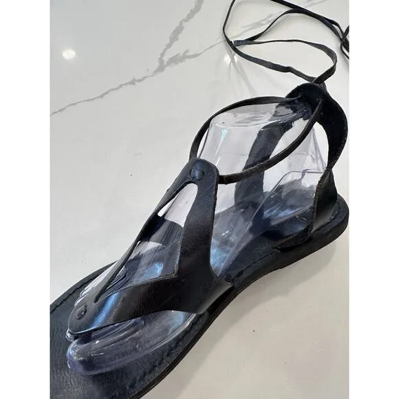 Freebird by Steven Hippy Women's Black Lace Up Flat Sandals Size 11