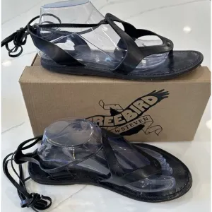 Freebird by Steven Hippy Women's Black Lace Up Flat Sandals Size 11