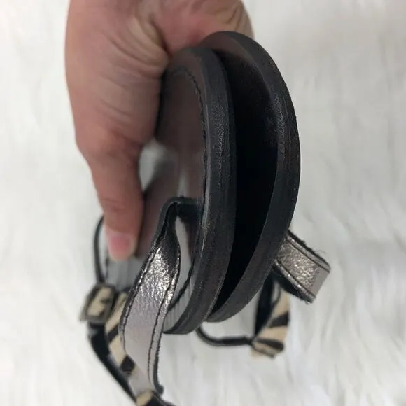 Freebird Zebra &amp; Metallic Calf Hair Thong Sandals