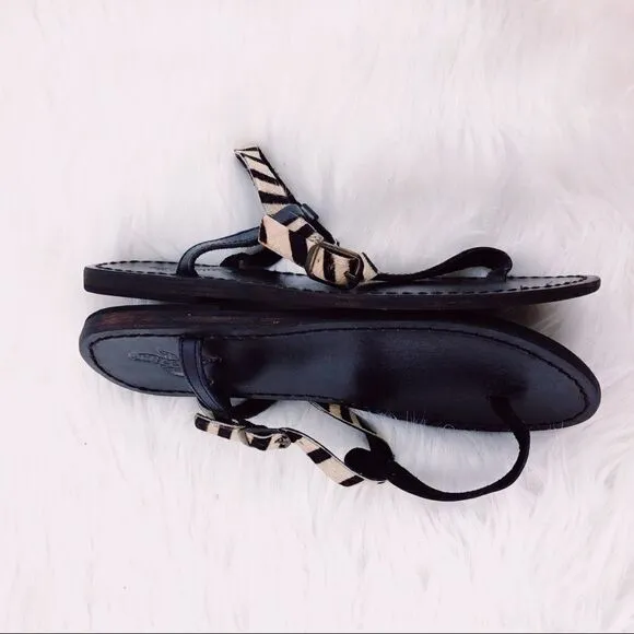 Freebird Zebra &amp; Metallic Calf Hair Thong Sandals
