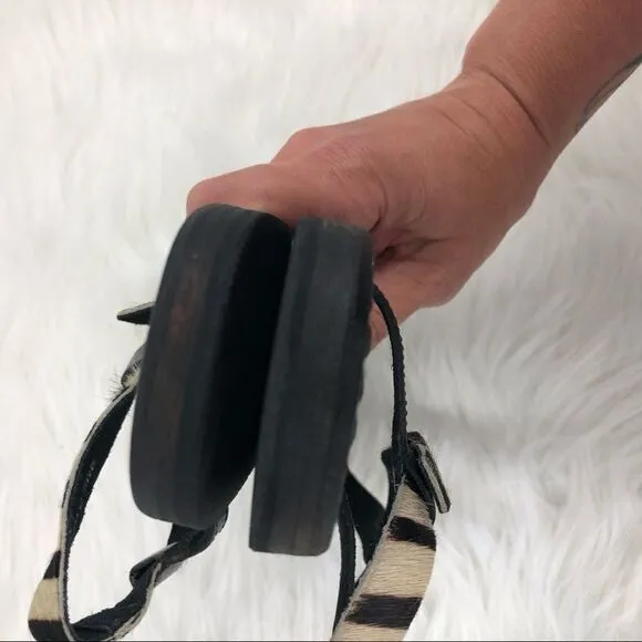 Freebird Zebra &amp; Metallic Calf Hair Thong Sandals