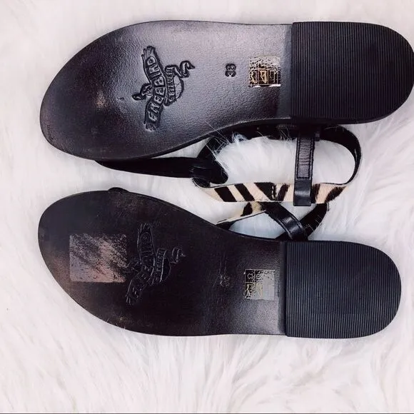Freebird Zebra &amp; Metallic Calf Hair Thong Sandals