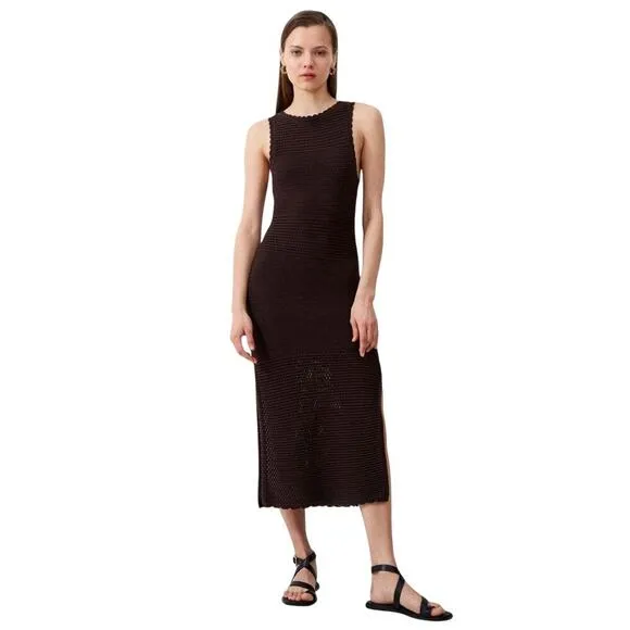 French Connection Momo Nellis Crochet Dress M NWT Black Resort Coastal Chic
