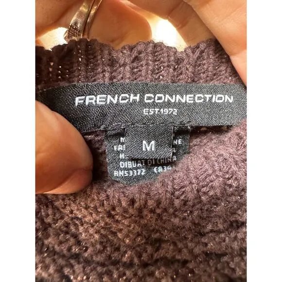 French Connection Momo Nellis Crochet Dress M NWT Black Resort Coastal Chic