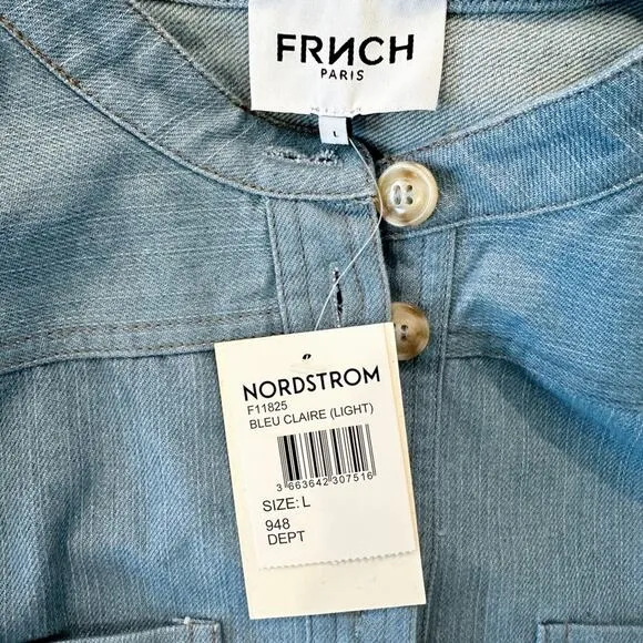FRNCH Denim Fanny Claire Blue Button Up Down Jean Dress Size Large