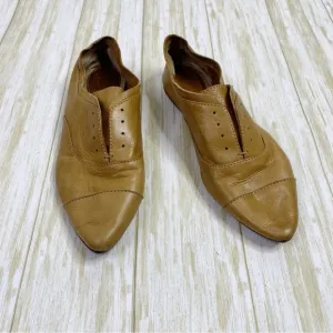 Frye Cognac Brown Leather Pointed Toe Slip On Oxford Flats