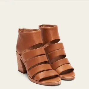 Frye Tash Cut Out Brown Leather Bootie Sandals Size 8.5