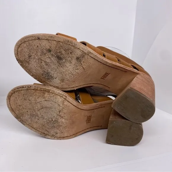 Frye Tash Cut Out Brown Leather Bootie Sandals Size 8.5