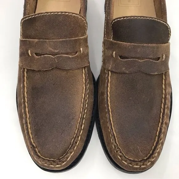 Frye TYLER Brown Leather Classic Penny Loafers in Almond