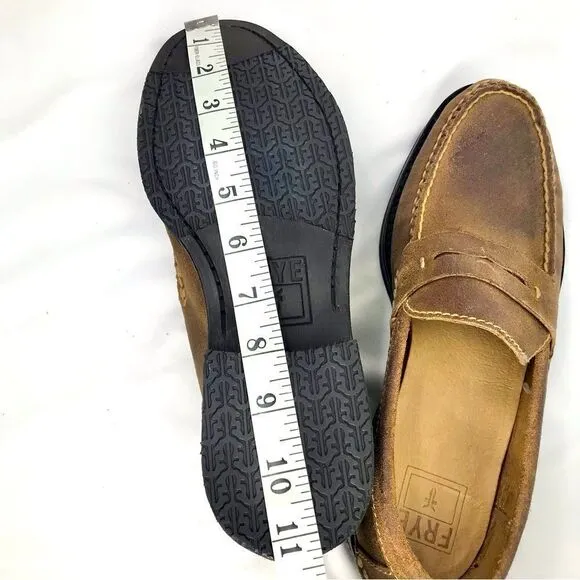 Frye TYLER Brown Leather Classic Penny Loafers in Almond
