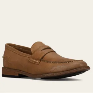 Frye TYLER Brown Leather Classic Penny Loafers in Almond