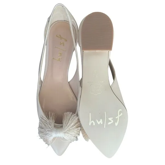 FS NY French Sole Shoes  Leather Ballet Flats Pointed Toe &amp; Bow Size 7.5  NEW