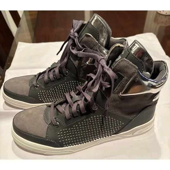 G by Guess Men's Theron High Top Sneakers, Gray, Size 10