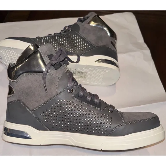 G by Guess Men's Theron High Top Sneakers, Gray, Size 10