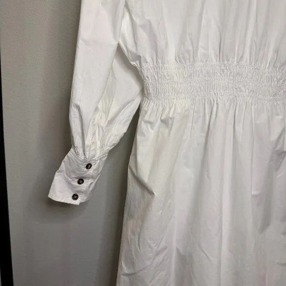 GANNI Poplin Collar Mini Dress White Size 42 IT 6 US NWT