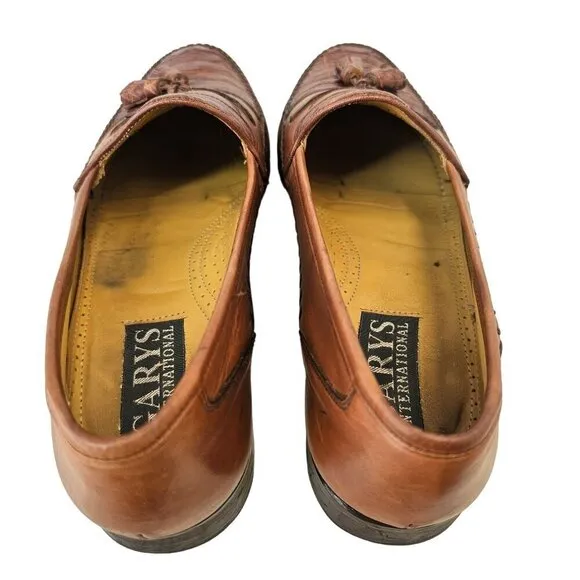 Garys International Croc &amp; Leather Tassel Loafers Mens 9M Non-Skid Made in Spain