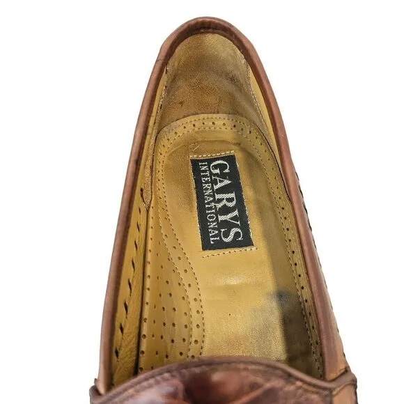 Garys International Croc &amp; Leather Tassel Loafers Mens 9M Non-Skid Made in Spain