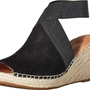 Gentle Souls Colleen Black Suede Elasticized Strap Espadrilles Sz 7.5