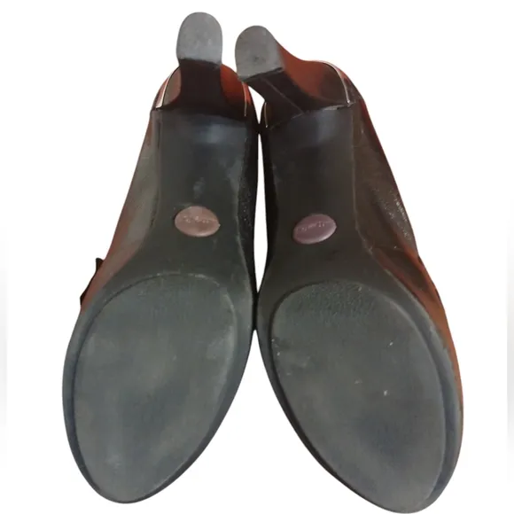 Genuine Leather Black Heeled Loafers Women's Me Too London Pumps aize 7 M