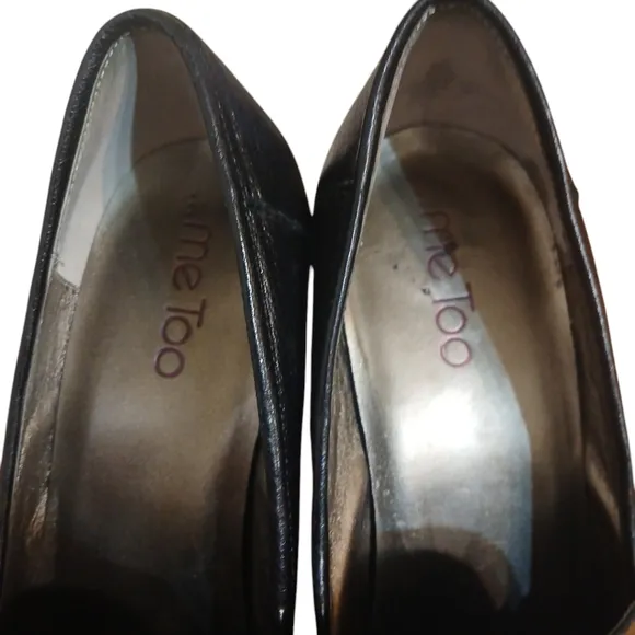 Genuine Leather Black Heeled Loafers Women's Me Too London Pumps aize 7 M